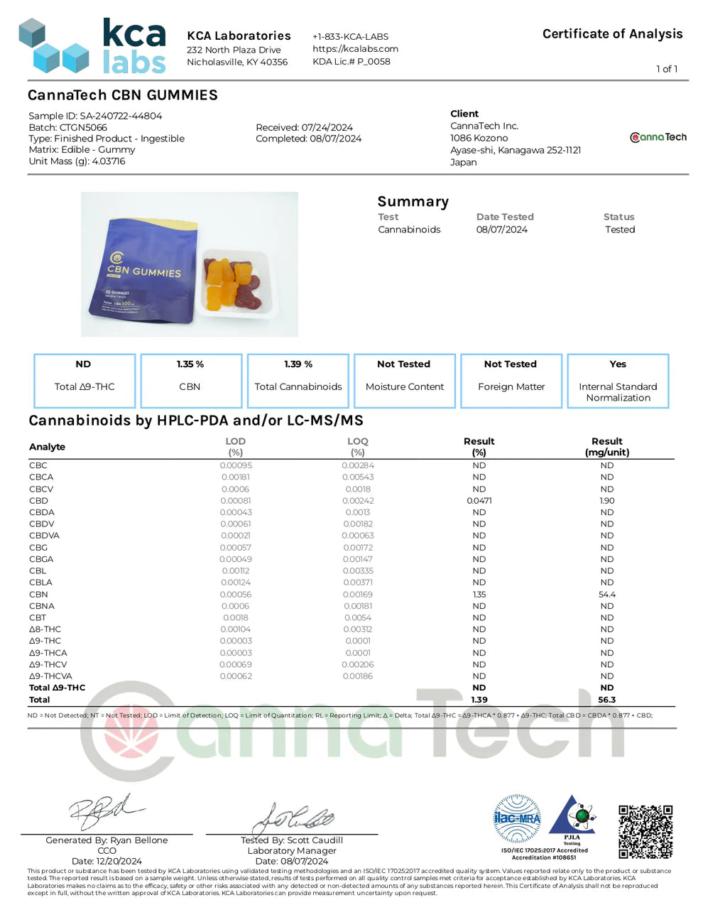 Cannatech CBN グミ 軟糖 60粒 3000mg