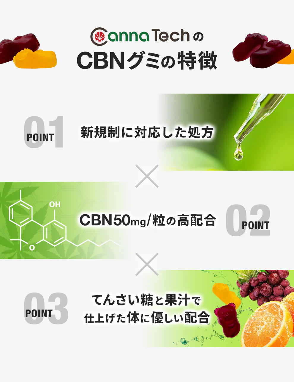 Cannatech CBN グミ 軟糖 60粒 3000mg