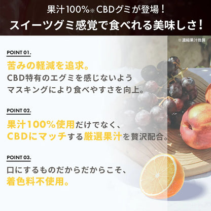 LILILALA CBD グミ 果汁100% 大容量 60粒 [高濃度 CBD 3900mg 65mg/粒] (60粒) 着色料不使用 てんさい糖